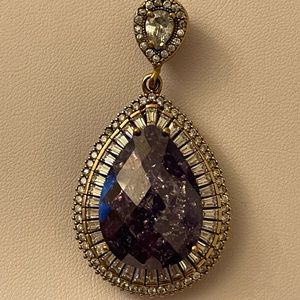 Gorgeous silver pendant with amethyst and white topaz 2”x 1.25”